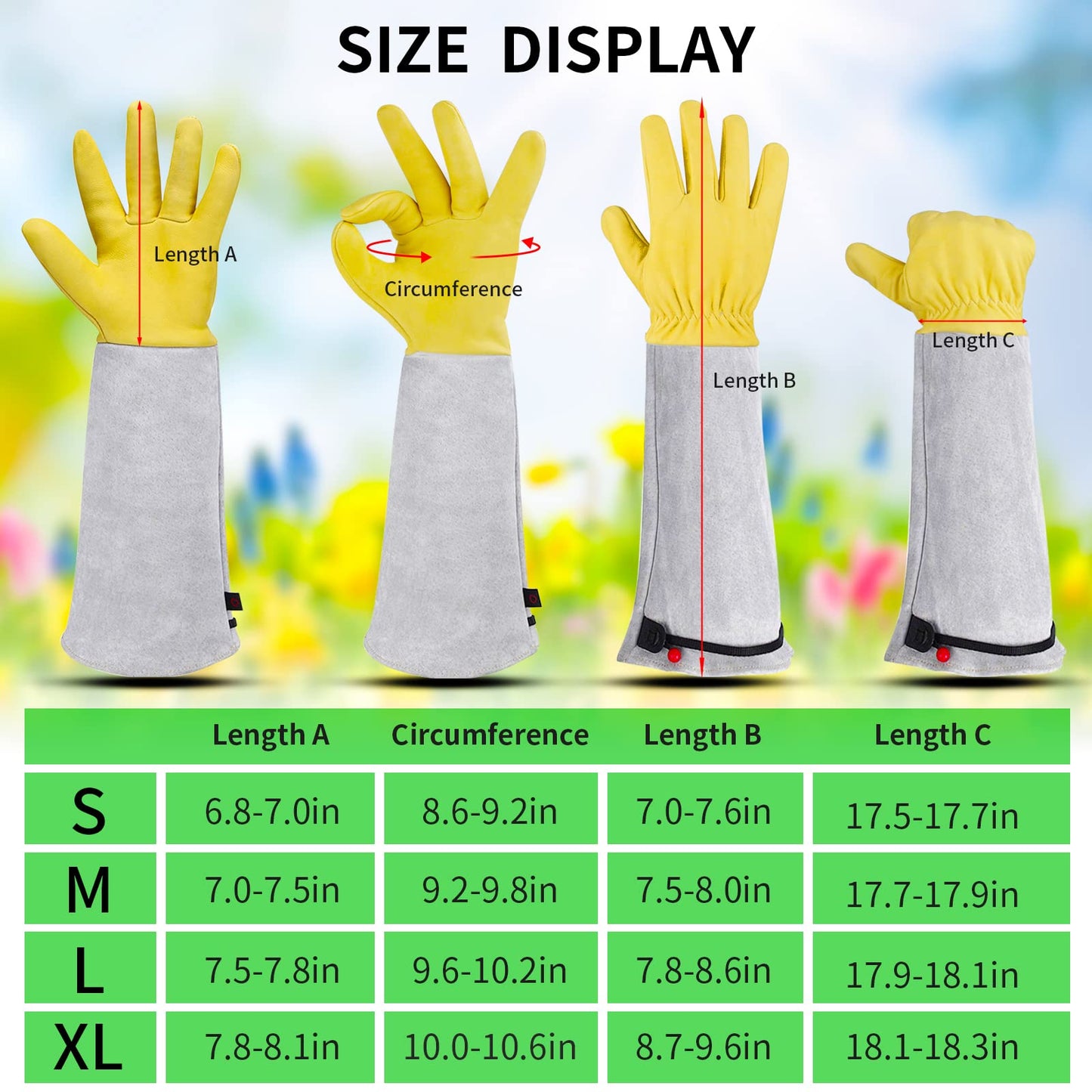 Supersfel Long Leather Garden Gloves with Adjustable Cuff