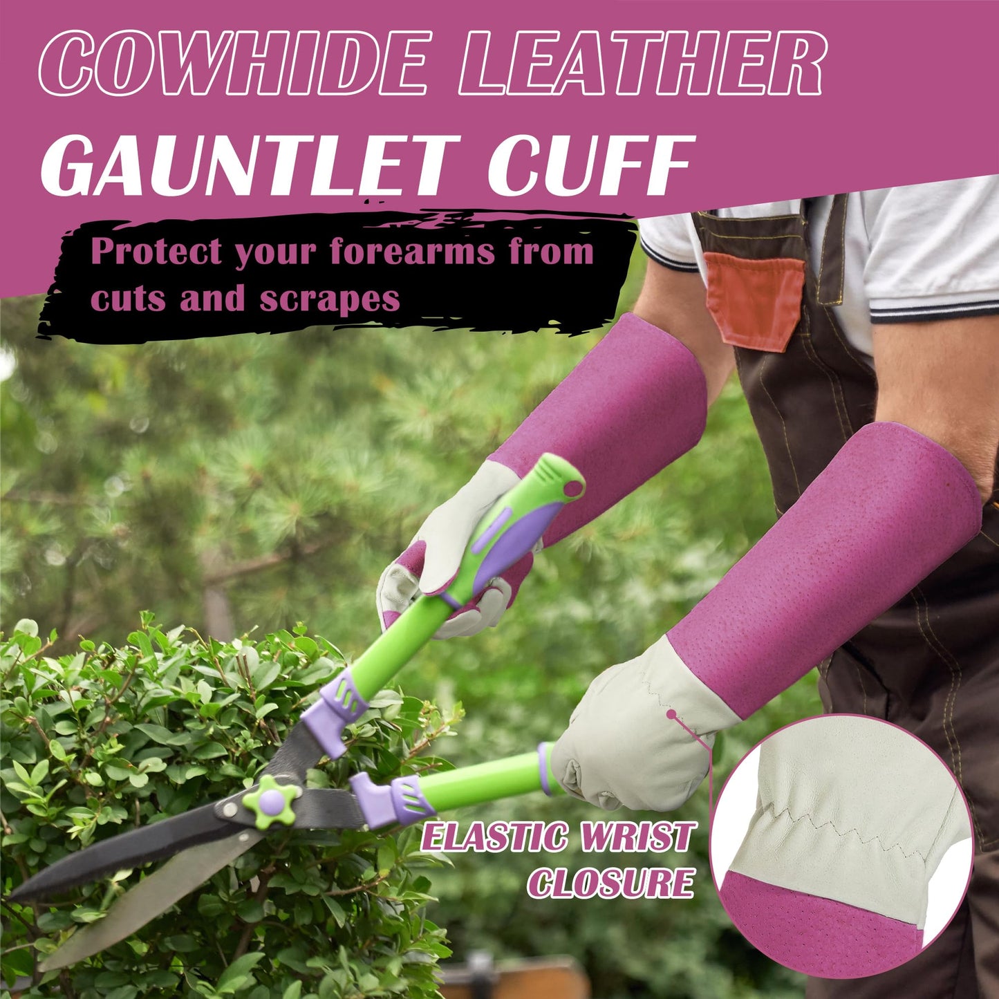 HANDLANDY Rose Pruning Gardening Gloves, Thornproof Long Gauntlet Gloves, Pigskin Leather