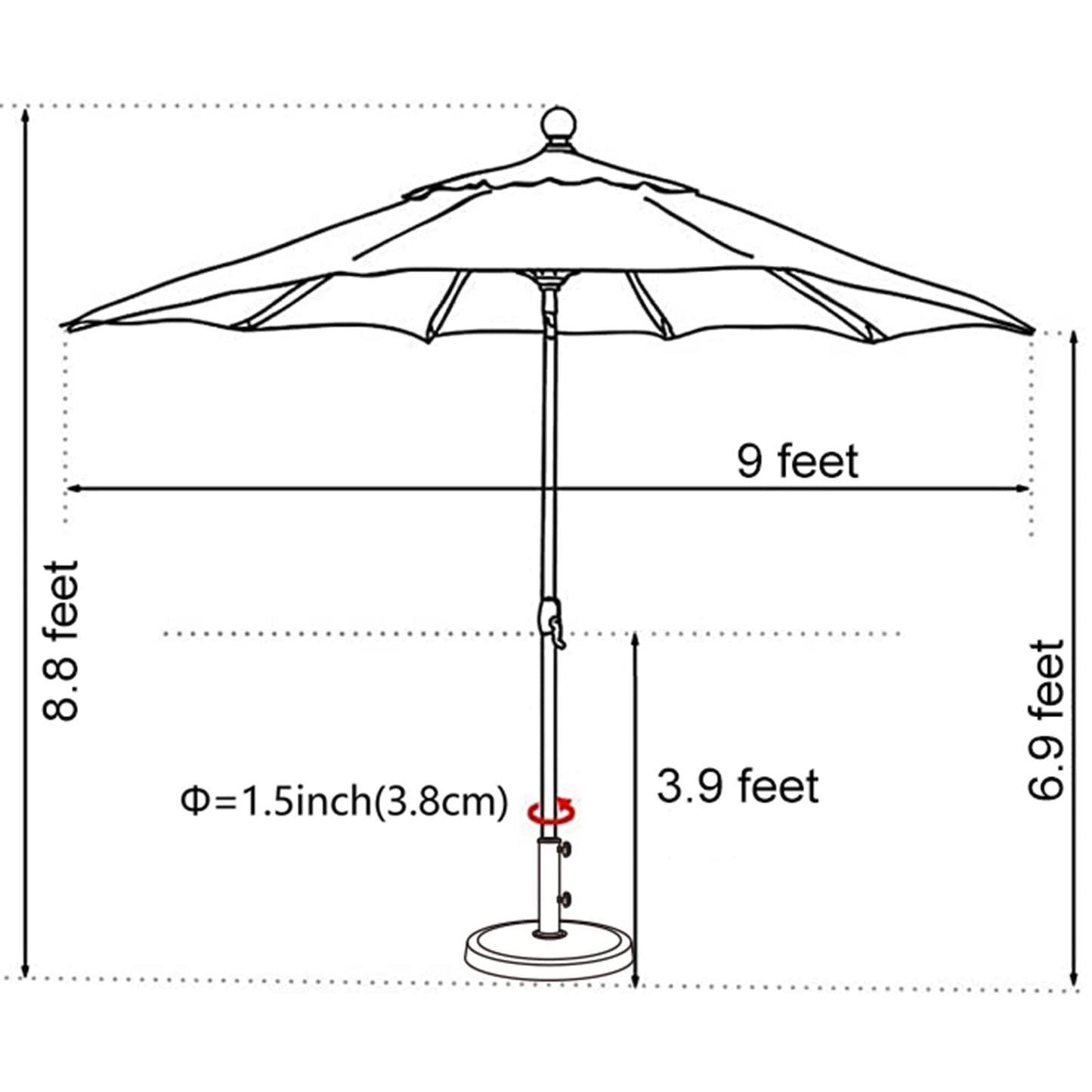 EliteShade USA 10-Year-Non-Fading 9Ft Market Umbrella Patio Umbrella Outdoor Table Umbrella with Ventilation, Rust