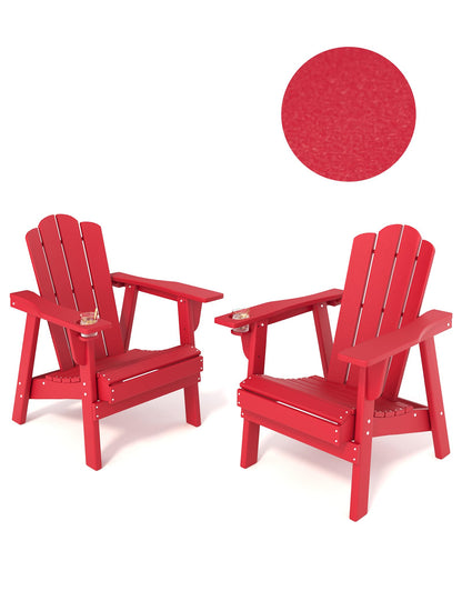 Adirondack Chair - Durable HDPE Poly Lumber All-Weather Resistant, Oversized - Easy Installation, Red