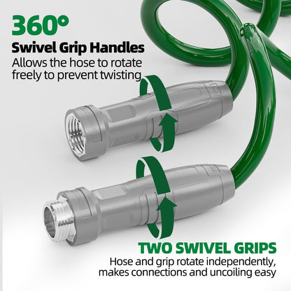 SPECILITE 3/8" Lightweight Coil Garden Hose 50 FT, EVA Flexible Curly with 6-Pattern Spray Nozzle