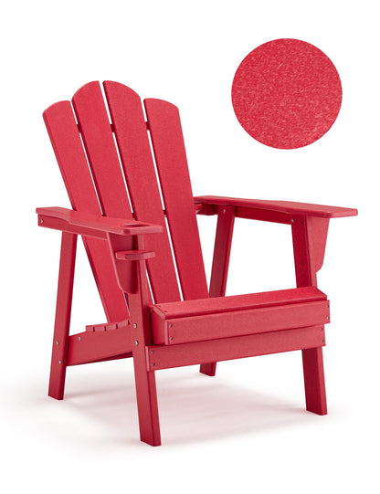 Adirondack Chair - Durable HDPE Poly Lumber All-Weather Resistant, Oversized - Easy Installation, Red