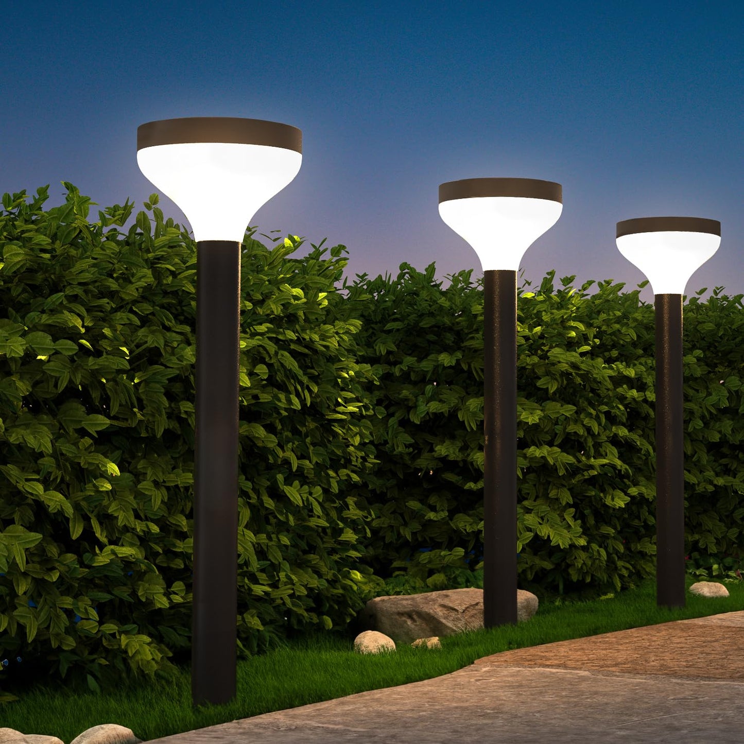 Sunco 6 Pack Round Solar Pathway Lights Outdoor, Soft White/Cool White, Dimmable