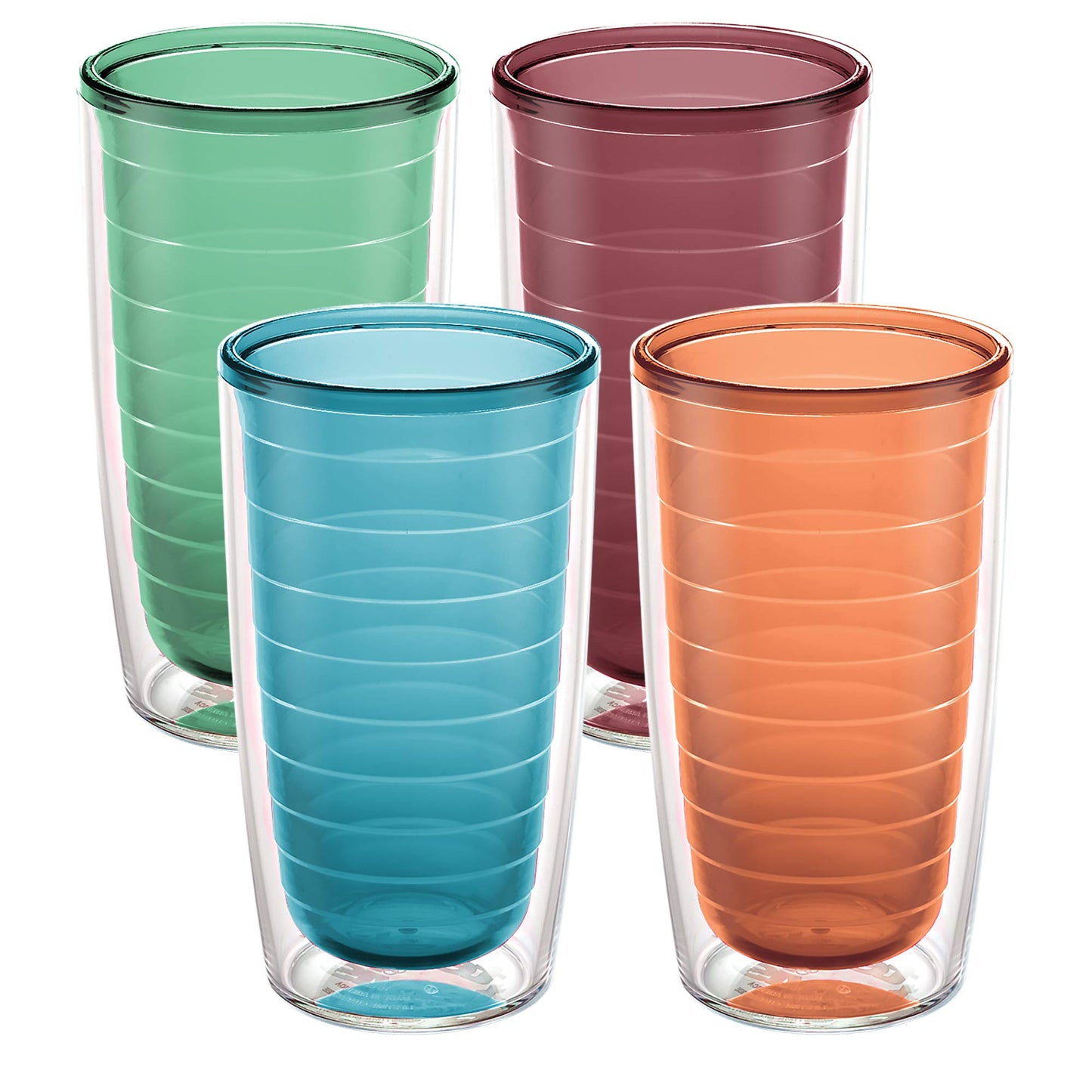 Tervis Clear & Colorful Double Walled Insulated Tumbler, 16oz - 4pk, Assorted