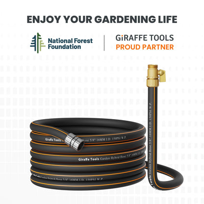 Giraffe Tools Hybrid Garden Hose 75ft x 5/8", with Shut off Valve