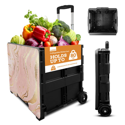 Inspired Living Collapsible Ultra-Slim Pack-N-Roll,2 Wheel Utility Cart w/Lid and Telescopic Handle