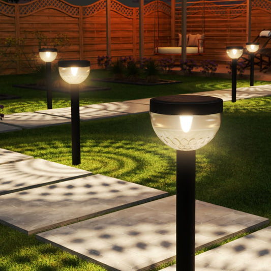 Sunco 6 Pack Round Ambient Decorative Solar Pathway Lights Outdoor, Soft White/ Cool White, Dimmable