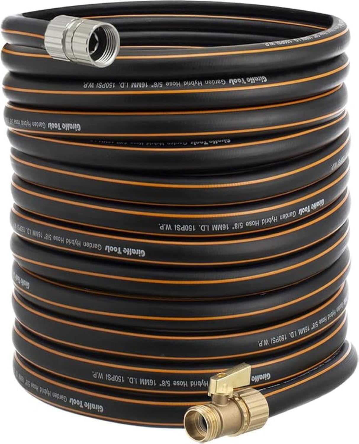 Giraffe Tools Hybrid Garden Hose 75ft x 5/8", with Shut off Valve