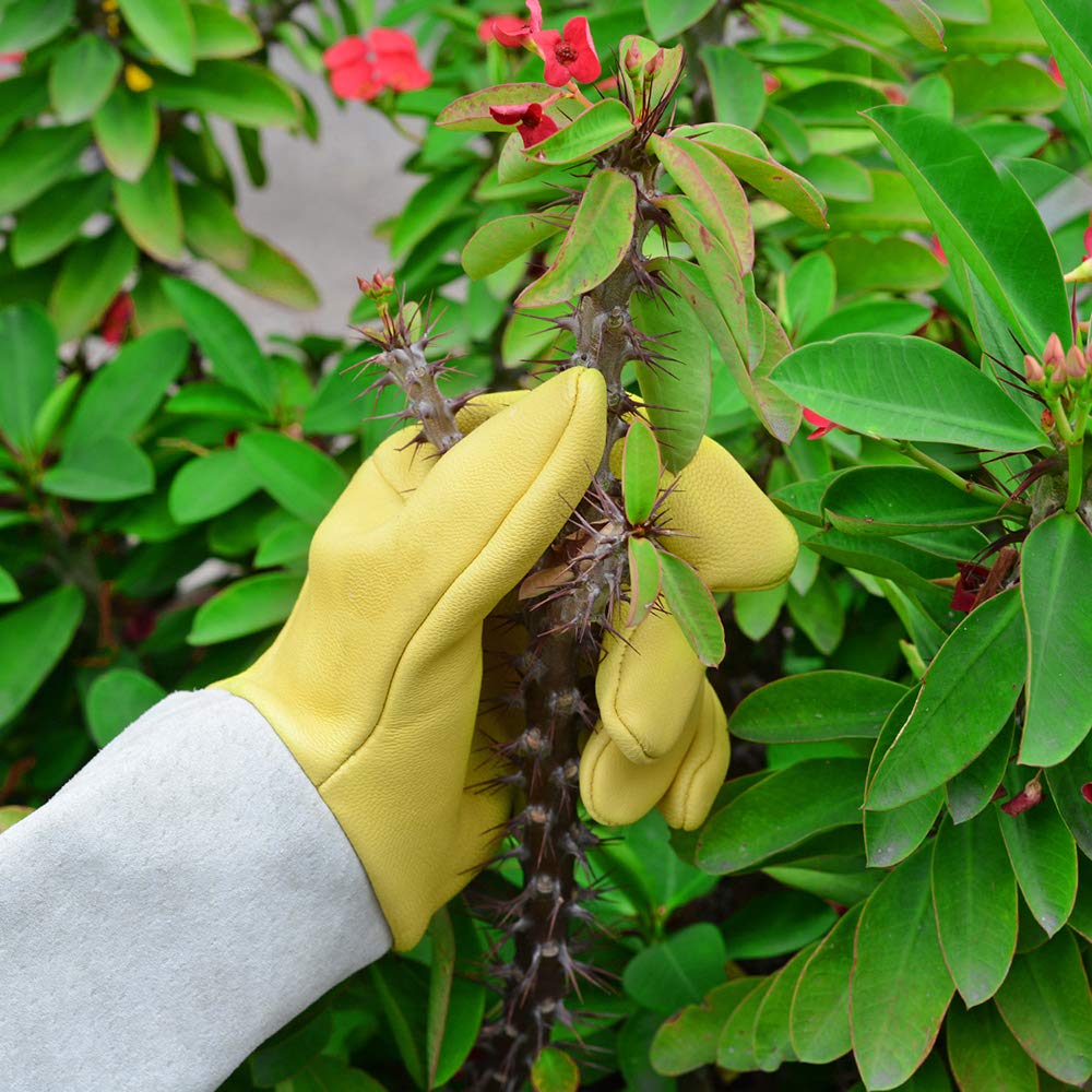 Supersfel Long Leather Garden Gloves with Adjustable Cuff