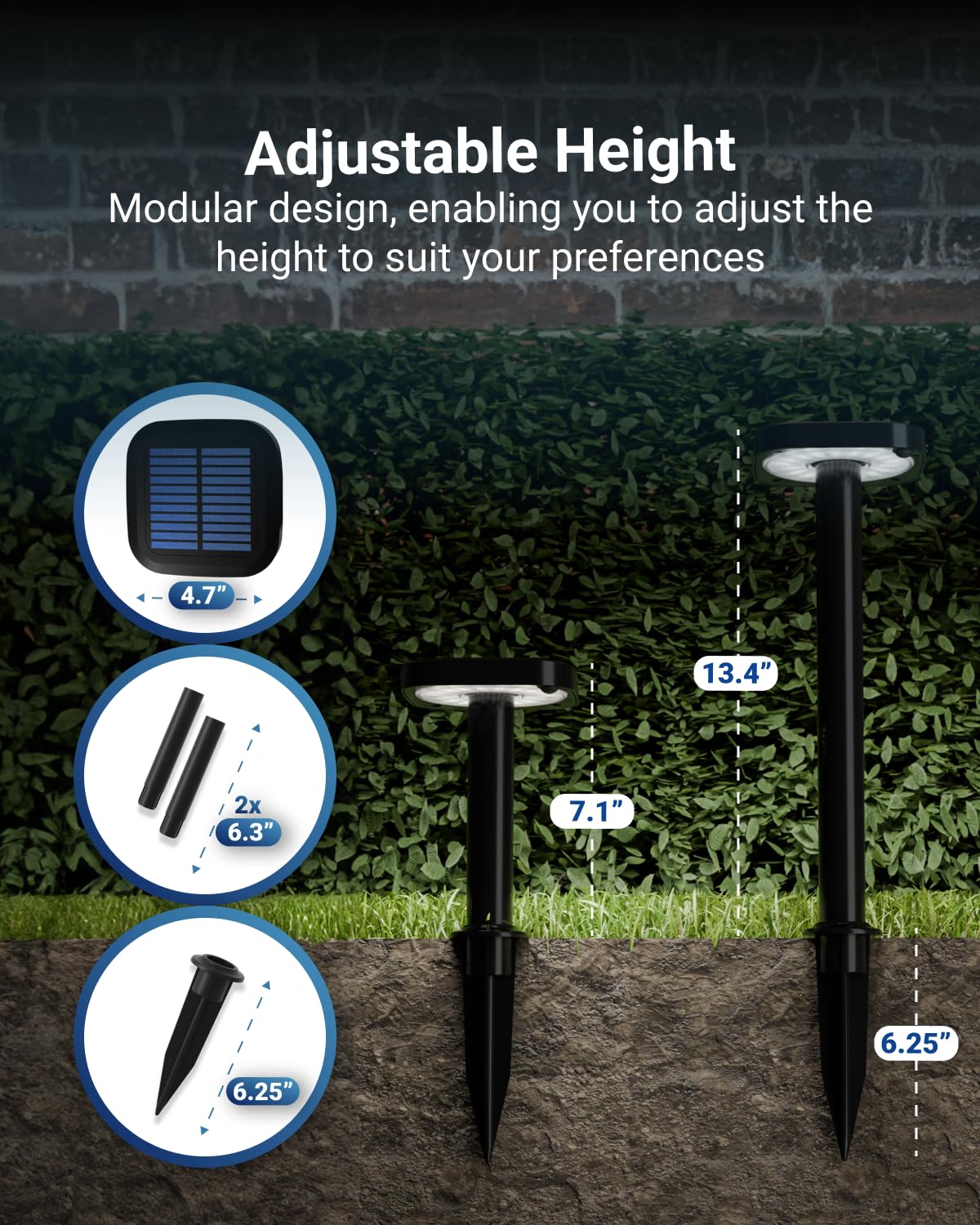 Sunco 6 Pack 2W LED Square Solar Pathway Lights - Soft White/Cool White, Dimmable