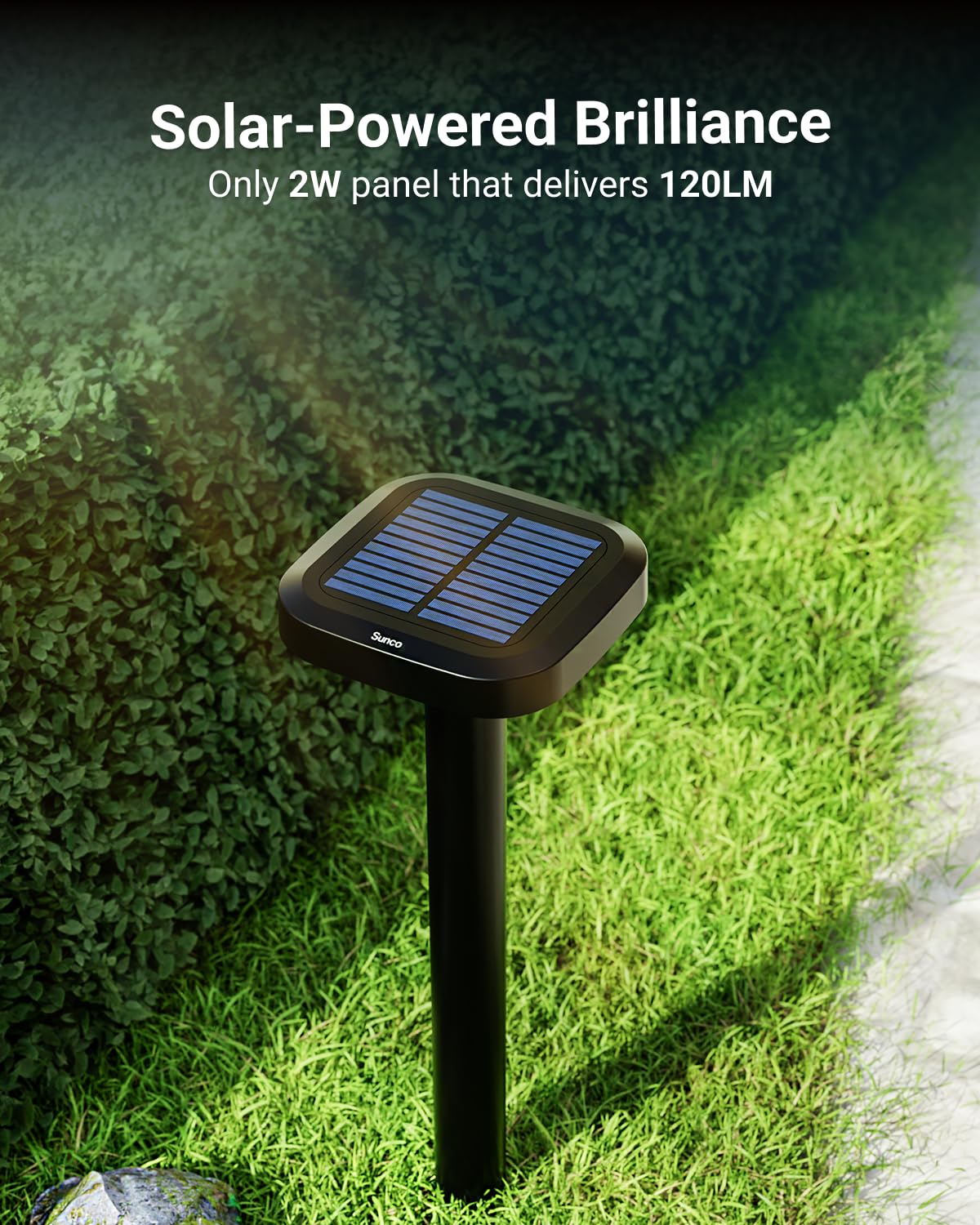 Sunco 6 Pack 2W LED Square Solar Pathway Lights - Soft White/Cool White, Dimmable