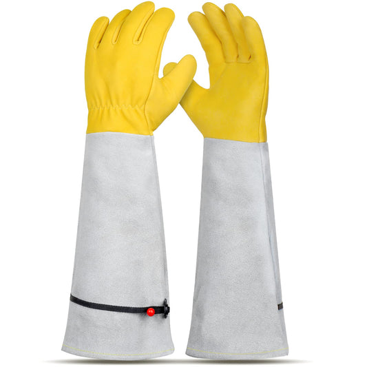 Supersfel Long Leather Garden Gloves with Adjustable Cuff