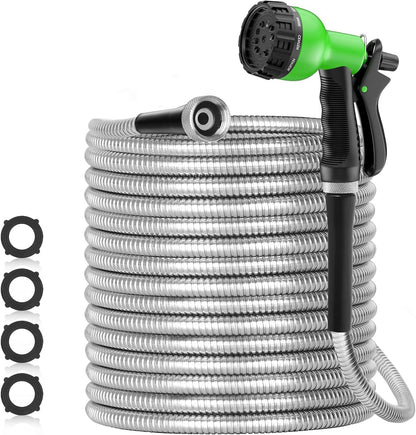 SPECILITE 75ft 304 Stainless Steel Garden Hose with Spray Nozzle