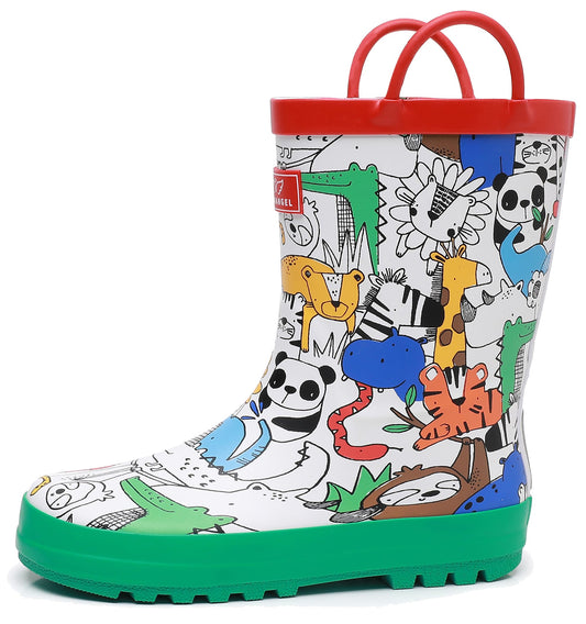 Toddler Rain Boots with Easy-On Handles for Girls and Boys