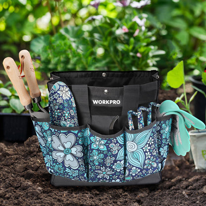 WORKPRO 9 Pockets Heavy Duty Garden Tote Bag, (Tools NOT Included), 12" x 12" x 6"