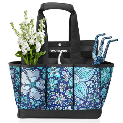 WORKPRO 9 Pockets Heavy Duty Garden Tote Bag, (Tools NOT Included), 12" x 12" x 6"