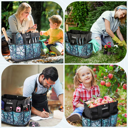 WORKPRO 9 Pockets Heavy Duty Garden Tote Bag, (Tools NOT Included), 12" x 12" x 6"