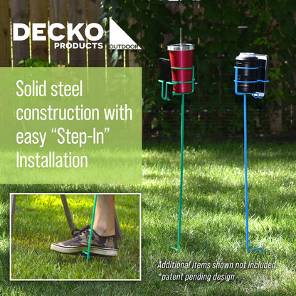 Decko OutDoor 30215 Outdoor Beverage and Phone Holder yard Stakes, heavy duty set of 4