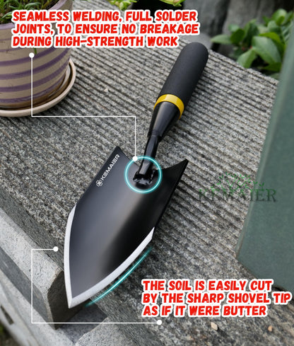 Heavy Duty Gardening Hand Trowel, Carbon Steel with Rubberized Handle