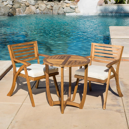 Christopher Knight Home Coronado Acacia Wood Bistro Set, 3-Pcs Set, Teak Finish